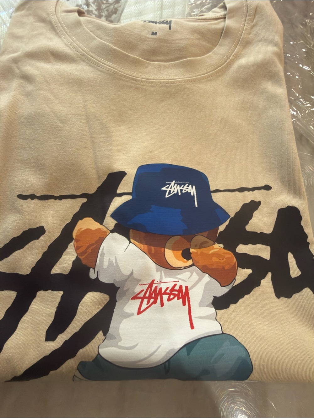 Stüssy x Nike Bear Graphic Tee in Light Beige - Picture 9 of 10